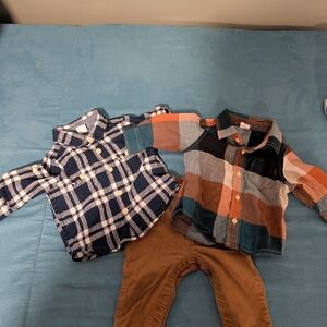 GAP Kids Blue Plaid and Multicolor Checkered Shirts